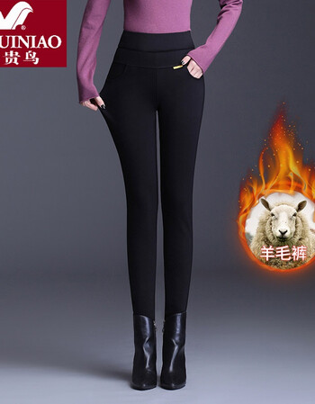 裤外穿高腰打底裤女秋冬新款加绒加厚小脚棉裤大码保暖羊毛裤黑色27m