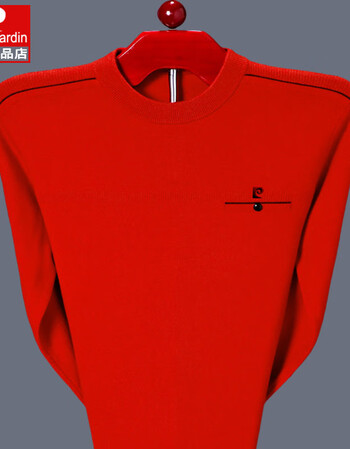 羊绒衫男圆领本命年2021新款毛衣本命年衣服红色针织男士大红185100a