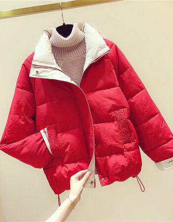 码孕妇装240斤冬装女装胖妹妹冬季棉衣女潮棉服加绒短款外套艾优红色m