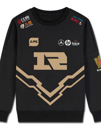 rng队服lol联盟英雄皇族战队s10uzi小狗lpl出征卫衣服男加绒外套黑色