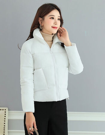 加厚款冬季新款女短棉袄韩版修身时尚加厚棉衣面包服外套白色m适合