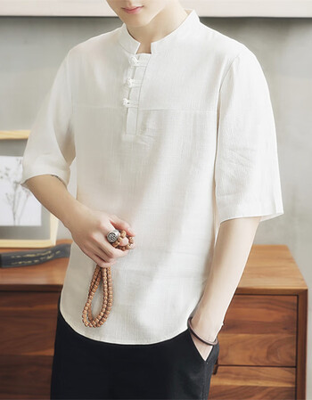 古来登(godlike)亚麻短袖男中国风t恤宽松大码棉麻半袖潮流中式复古