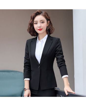 2022春季新款西装外套女职业装学生面试正装ol白领气质装黑色外套s