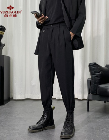 俞兆林靴裤男配马丁靴的男士裤子悠闲裤男生发型师男装抽绳束腰宽松阔