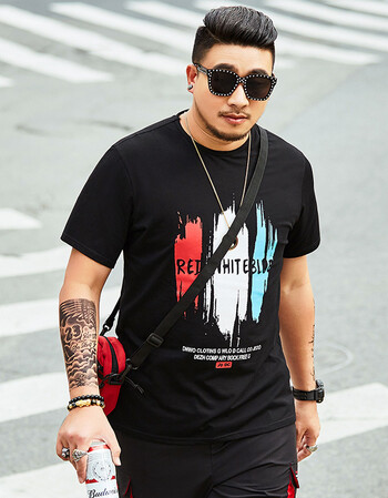 胖子加大码短袖男港风t恤ins宽松潮流韩版运动衫胖人肥佬夏季体恤