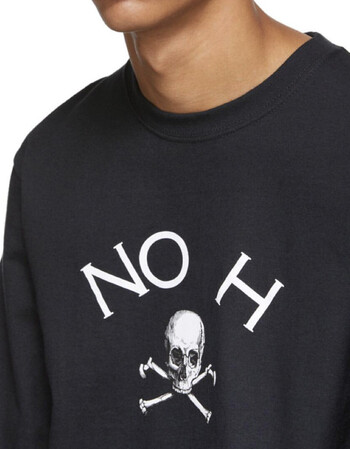 noah字母骷髅头长袖t恤重磅男女情侣款简约美潮 白色 s