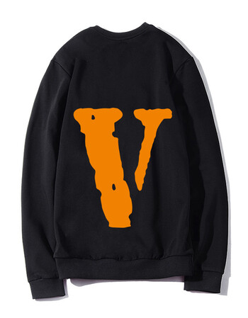 2018秋季美式街头vlone后大v长袖ins潮牌外套情侣卫衣t恤衫 1951-1911