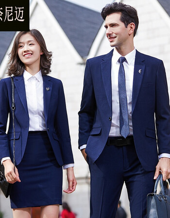 职业套装工作制服2019单扣黑灰蓝色长袖西服 男黑西服 马甲 衬衫 西裤