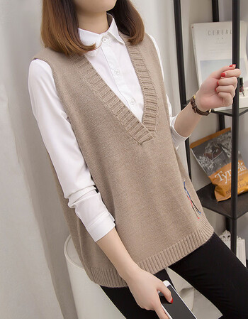 【品牌直降】针织马甲背心女宽松韩版毛衣马甲女中长款韩版宽松无袖套
