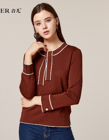 音儿yiner 斯文淑女长袖羊毛衫 焦糖色 38