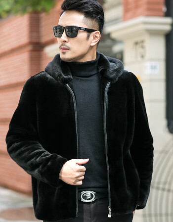 轻奢貂皮大衣男整貂青年潮款进口皮毛一体裘皮外套佟二堡皮草男 可