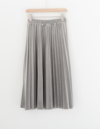 早安日记/文艺半身裙百褶裙秋冬季女2018新款中长款显瘦裙子 灰色