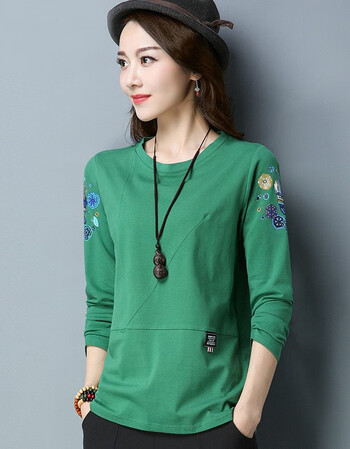 2019春装新款t恤女长袖纯棉宽松大码女装体恤衫韩版女士衣服女式春季