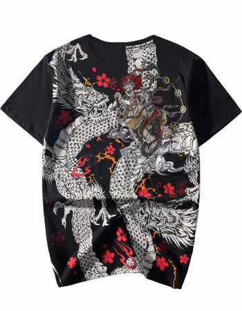 男装 t恤 简拓(jiantuo) 简拓 原创日系浮世绘银龙拔染印花竹节棉短袖