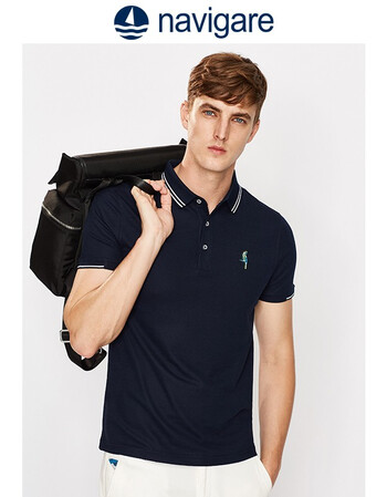 navigarepolo衫男 纳维凯尔小帆船夏季短袖t恤polo衫男 藏青 xl/52