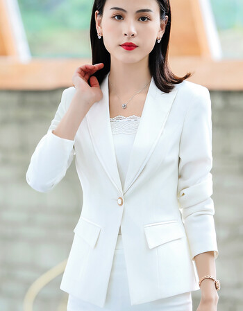 职业西服套装女秋新款时尚气质白色小西装显瘦裤装面试正装工作服新品