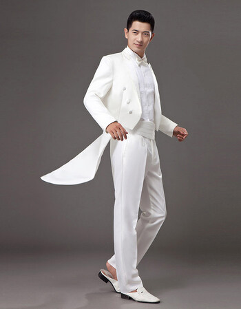 新品古莱登2016新款白色燕尾服男士婚礼西服新郎结婚修身西装套装演出