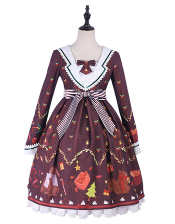 lolita连衣裙 远方的圣诞 长袖op连衣裙学院风洛丽塔裙 长袖op连衣裙