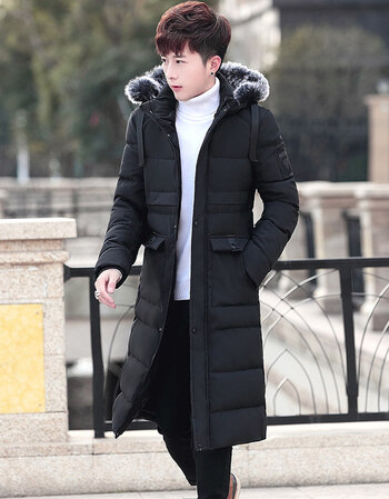 年货节】男款棉服长款过膝加厚冬季外套男士棉袄帅气潮流加长棉衣大衣