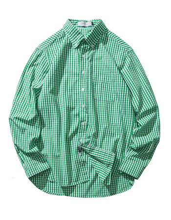 格子衬衫女长袖宽松学院风2018新款港味小清新学院风情侣轻薄细格纹