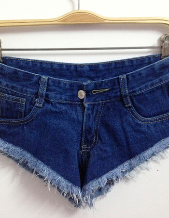 5折】低腰牛仔短裤女夏超短显腿长性感修身显瘦三角形露臀毛边牛仔