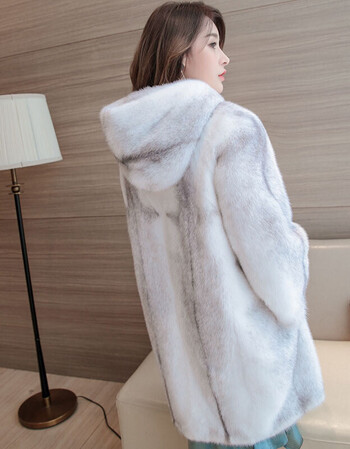 貂皮大衣整貂皮草女貂毛海宁2018新款十字貂中长款母貂裘皮外套 白色