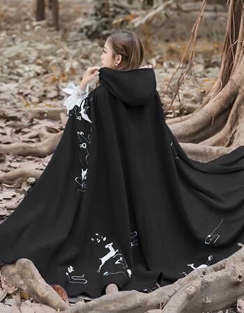 长斗篷秋冬款厚保暖女装搭配汉服袄裙日常4米大摆 黑色 m【图片 价格 