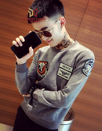 秋季长袖t恤男韩版修身潮流男士衣服帅气社会人精神小伙打底秋衣上衣