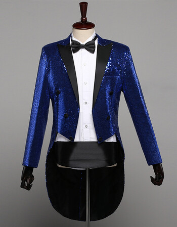 燕尾服男亮片舞台演出礼服魔术师外套夜店酒吧主持美声合唱指挥服 宝