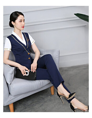 新款酒店桑拿技师足浴足疗长裤工作服美容养生空姐职业女套装职业套装