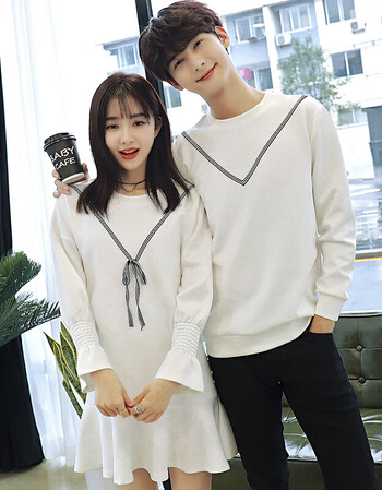 情侣装春装2018新款韩版百搭气质长袖卫衣你衣我裙秋季衣服男女潮
