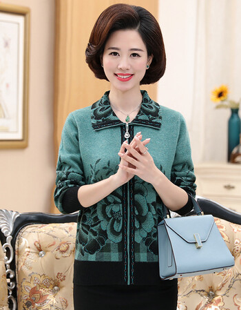 【京东精选 】中老年女装秋装长袖针织外套50岁60妈妈装印花喜庆开衫