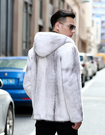 【恭喜ig夺冠】 貂皮大衣男整貂水貂男式连帽十字貂皮草外套男时尚