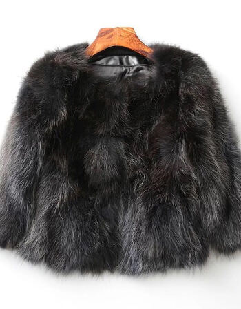 真皮草 海宁貉子毛皮草外套女2018冬女装短款仿狐狸毛外套 深灰色 2xl