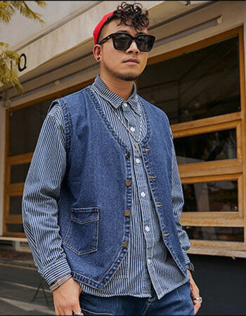 bzdr新款大码胖人男士牛仔背心男式马甲帅气休闲外套加肥加大无袖坎肩