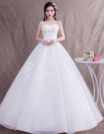 2018新娘抹胸齐地婚纱礼服白色简约大码公主显瘦婚纱裙 白色 xs