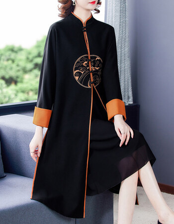 恒潮中国风女装秋装旗袍上衣中式改良宽松盘扣唐装女秋冬外套新年衣服黑色s 图片价格品牌报价 京东