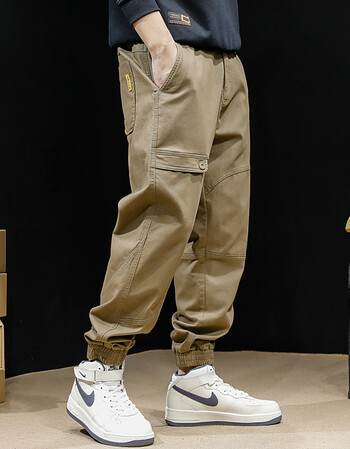 名面束脚工装裤男宽松束脚休闲裤男士束脚裤男生哈伦裤秋冬季加绒加厚