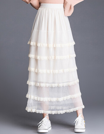 女装 半身裙 佰姿欣妮 佰姿欣妮 蕾丝网纱裙蛋糕裙多层次中长款女秋冬