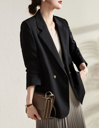 西装外套女2022春装新款韩版网红气质休闲宽松炸街女士小西服上衣黑色