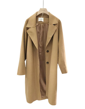 茧型宽松韩版中长款杏色呢子大衣女2018秋冬学生加厚过膝外套 驼色