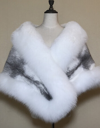 水貂披肩整貂皮貂毛领披肩海宁皮草女斗篷披风裘皮外套 白十字貂 短款