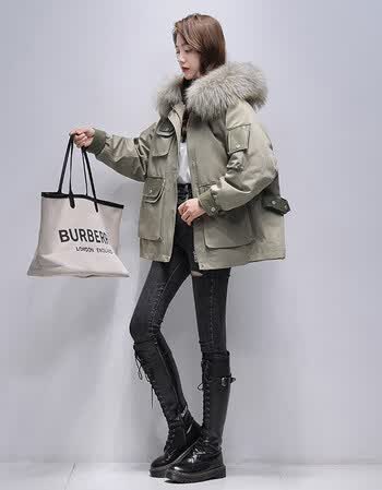 女士冬季矮个子短款派克服可拆内胆一衣三穿女皮草外套女小个子獭兔毛