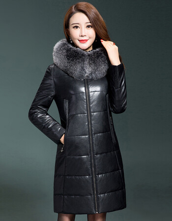 中老年pu皮衣羽绒棉服女中长款加肥加厚妈妈装大毛领皮棉衣棉袄女