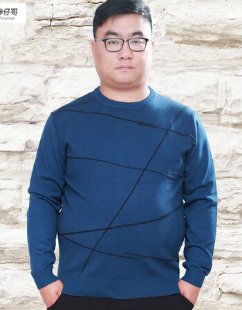 胖仔哥大码男秋冬款长袖体恤衫 加肥加大码男胖子肥佬宽松t恤 特大号