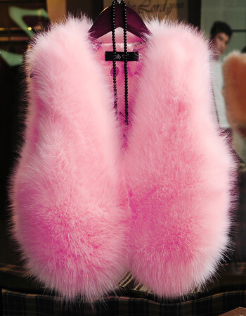 款仿兔毛仿狐狸毛马甲女士毛毛背心坎肩mjysn4505 粉色(不掉毛升级版)