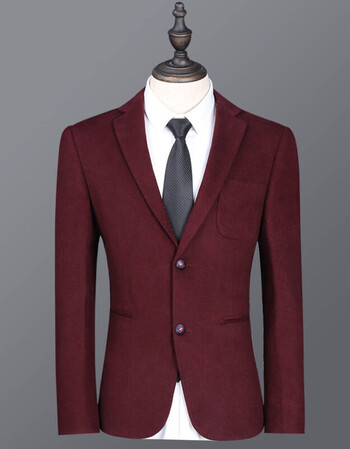 小西服男西装男羊毛呢韩版修身 深红色2112 175/88c