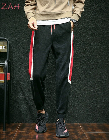 zah一件男士休闲裤韩版修身青年长裤男式小脚休闲裤秋冬裤子男潮 黑色