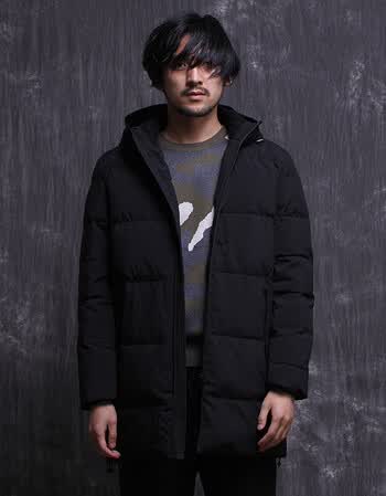 欧仕罗萨冬季新款羽绒服男中长款连帽加厚羽绒服男士外套男装 黑色