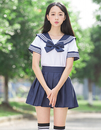 日系水手服jk制服长袖校服班服学生可爱套装cos女夏秋海军英伦学院风